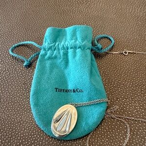Tiffany & Co. Silver Peretti Libra Zodiac Oval Pendant Necklace